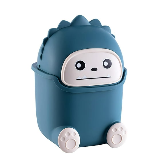 ZDM Cute Trash Can Polypropylene Cute Animal Shape Trash Cans 2 Liters Desktop Trash Can for Bathrooms,Kitchens,Offices,Waste Basket for Dressing Table (Blue)
