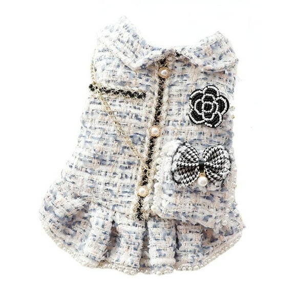 ZDM Dog Princess Dresses for Small Dogs Lolita Clothes Tweed Costume White Pet Girl Cute Coat Outfits Fall Costumes (XS,White)