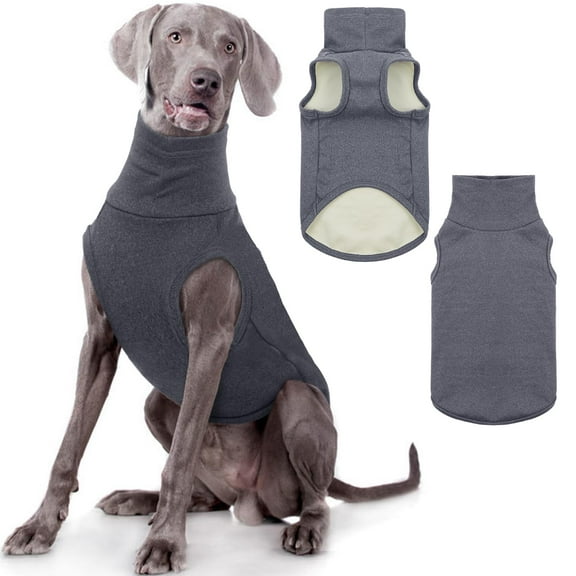 ZDM Dog Sweaters Soft Fleece Pullover Sweatshirt Pajamas, Turtleneck Warm Pet Cold Weather Jacket Stretchy Vest Jumpsuit Apparel Outfit Clothes for Small Medium Large Dogs Walking Sleep Red 2XL