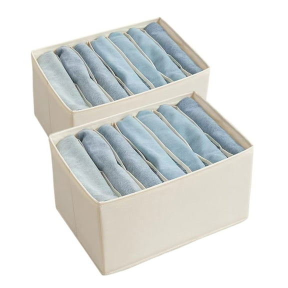 ZDM Drawer Organizers for Clothing: 2 Pack Upgraded Closet Drawer Dividers Clothes Organizer, Extra Large 7 Grids Foldable Washable Wardrobe Cabinet Storage Box for Jeans, Underwear, Dresses