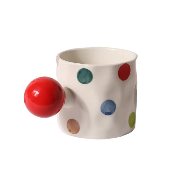 ZDM Fine Ceramic Heart Coffee Cup Red Polka Dot Drinking Cup Afternoon Camellia Tea Coffee Mug Heart Shaped Breakfast Milk Mug Gift