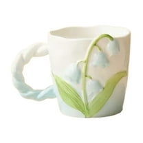 ZDM Flower Mugs with Handle, Cute Ceramic Coffee Mugs Teacups for Women, Floral Girly Mugs for Christmas, Tea Mugs, 13oz (Pink)