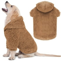 ZDM Fuzzy Dog Hoodie Dog Sweaters for Large Dogs Soft Double-Sided Plush Fleece Pet Sweater Pet Clothes Coats Hoodie Sherpa Hooded Sweatshirt(Coffee-XXL)