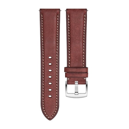 ZDM Genuine Leather Watch Band,Quick Release,chestnut brown,18mm,silver buckle