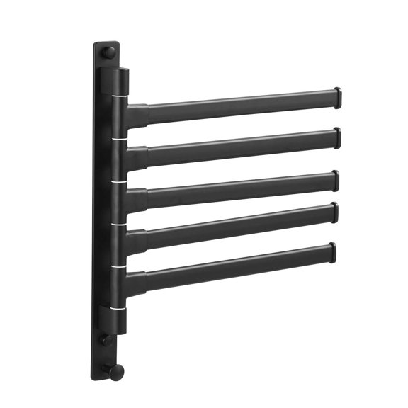 ZDM HOME Swivel Hand Towel Bar Bathroom Swing Hanger Towel Rack Holder Matte Black Finish, Wall Mounted, 2-Arm