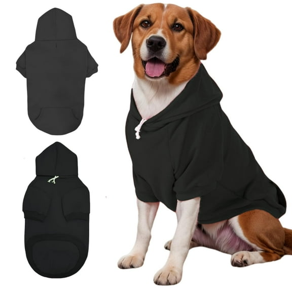 ZDM Large Dog Hoodie Sweater with Leash Hole and Pocket, Fleece Lined Hooded Large Dog Sweatshirt, Soft Warm Winter Clothes for Medium Large Dogs & Cats (Green Dog Hoodie, L)