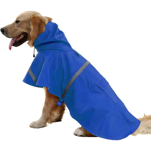 ZDM Large Dog Raincoat Adjustable Pet Water Proof Clothes Lightweight Rain Jacket Poncho Hoodies with Strip Reflective (XXXL, Yellow)
