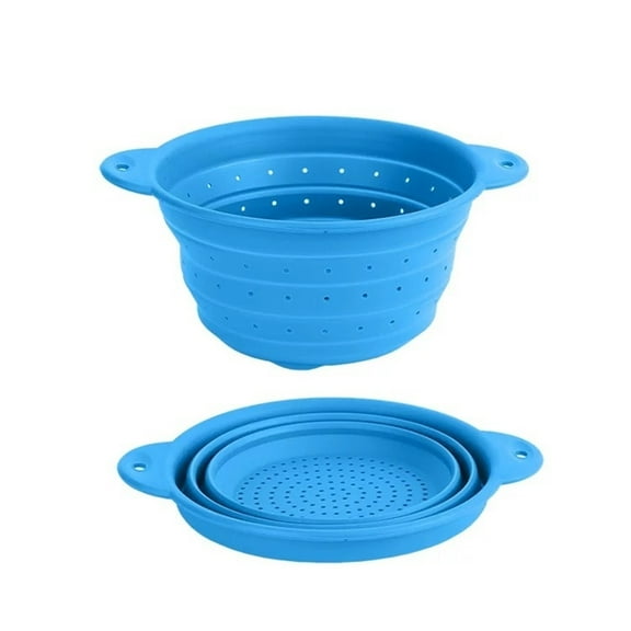 ZDM Multi-Function Collapsible Silicone Steamer and Colander Insert, Diameter 19 cm,blue