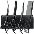 thumbnail image 1 of ZDM Professional Dog Grooming Scissors Set Stainless Steel Dog Grooming Kit - Thinning, Curved Scissors and Comb for Dog Cat Pet (Black 5 in1), 1 of 6