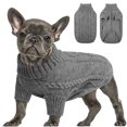 thumbnail image 1 of ZDM Small Dog Pullover Sweater, Cold Weather Cable Knitwear, Classic Turtleneck Thick Warm Clothes for Chihuahua, Bulldog, Dachshund, Pug (Peacock Blue, Small), 1 of 6