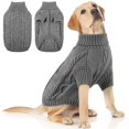 thumbnail image 1 of ZDM Small Dog Pullover Sweater, Cold Weather Cable Knitwear, Classic Turtleneck Thick Warm Clothes for Chihuahua, Bulldog, Dachshund, Pug (Peacock Blue, Small), 1 of 7