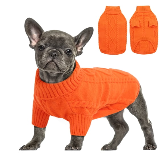 ZDM Small Dog Pullover Sweater, Cold Weather Cable Knitwear, Classic Turtleneck Thick Warm Clothes for Chihuahua, Bulldog, Dachshund, Pug (Peacock Blue, Small)