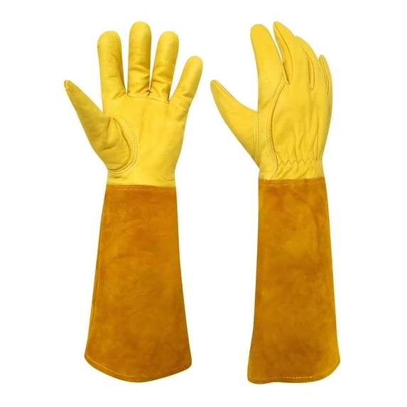 ZDM Thorn Proof Gardening Gloves, 100% Cowhide Comfortable Breathable for Rose Pruning, Cactus Handling and Gardening