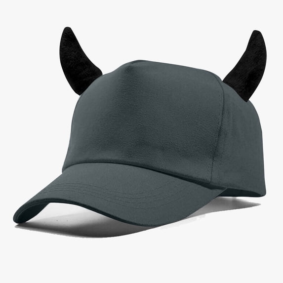 ZDNIXIAN Devil Horn Baseball Cap, 3D Plush Horn Decor Solid Color Adjustable Costume Hat, Lightweight Structured Crown Unisex Holiday Party Accessory