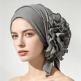 thumbnail image 1 of ZDNIXIAN Soft Stretch Turban Head Wrap with Side Ruffled Flower and Ribbon Decor Color Full Hair Cover Lightweight Fashion Headscarf for Daily Casual Occasions, 1 of 4