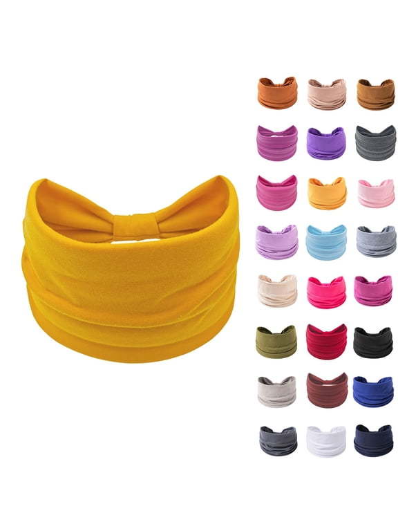 Color Back Bow Wide Headband Soft Stretchy Elastic Hair Wrap Turban Head Band for Yoga Sports Skincare Travel Daily Casual Hair Accessories