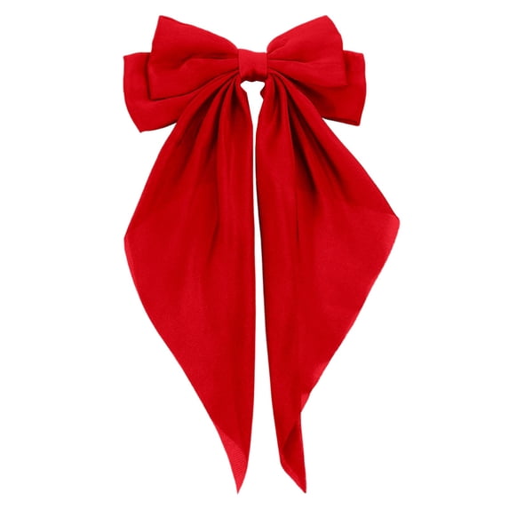 ZDNIXIAN Color Fabric Big Bow Hair Clip Long Streamer Bow Barrette Elegant Decorative Hair Accessory for Daily Dating Wedding Hairstyle