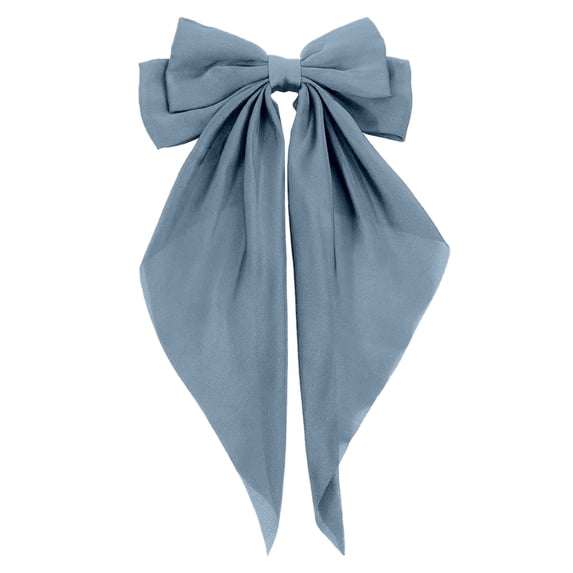 ZDNIXIAN Color Fabric Big Bow Hair Clip Long Streamer Bow Barrette Elegant Decorative Hair Accessory for Daily Dating Wedding Hairstyle