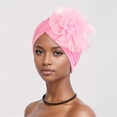 thumbnail image 1 of ZDNIXIAN Stretchy Ruched Turban Head Wrap with Large Organza Flower Ornament Color Elegant Hair Cover Lightweight Fashion Headscarf for Party Daily Occasions, 1 of 4