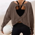 thumbnail image 1 of ZDNIXIAN Summer Shirts for Women ,Back Cross Cutout Long Sleeve Workout Shirt, Lightweight Breathable Sports Pullover, 1 of 5
