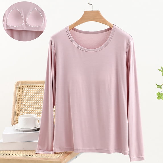 ZDNIXIAN Women Round Neck Long Sleeve Basic Top ,Soft Stretchy Slim Fit Solid Layering T-Shirt, Casual Crew Neck Base Layer Blouse, Lightweight Breathable Long Sleeve Undershirt