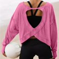 thumbnail image 1 of ZDNIXIAN Womens Summer Tops ,Back Cross Cutout Long Sleeve Workout Shirt, Lightweight Breathable Sports Pullover, 1 of 5