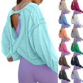 thumbnail image 1 of ZDNIXIAN Womens Summer Tops ,Back Cross Cutout Long Sleeve Workout Shirt, Lightweight Breathable Sports Pullover, 1 of 6