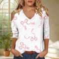 thumbnail image 1 of ZDNIXIAN Womens Summer Tops V Neck Casual Loose Blouse, Spring Summer Fashion Cutout Shoulder Tunic Shirts, 1 of 5