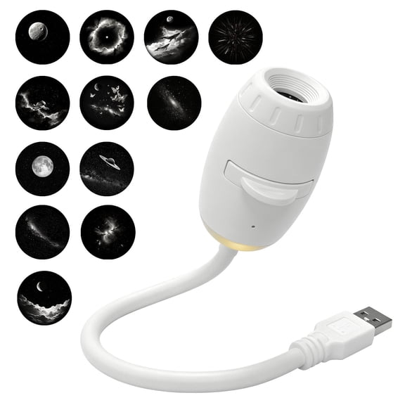 ZDSSY 2-in-1 Galaxy Projector Night Light with 12 Sliding Projection Films, Adjustable Brightness 360° Rotating Design and USB Power for Car and Bedroom Decoration for Adults and Kids