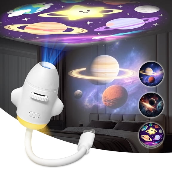 ZDSSY 2-in-1 USB Projector Night Light with 3 Sliding Projection Films, 360° Adjustable Portable Star Cute Projector Lamp
