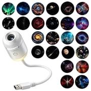 ZDSSY 2-in-1 Galaxy Star USB Projector Night Light, Adjustable Brightness 360  Rotating Design, with 24 Sliding Projection Films