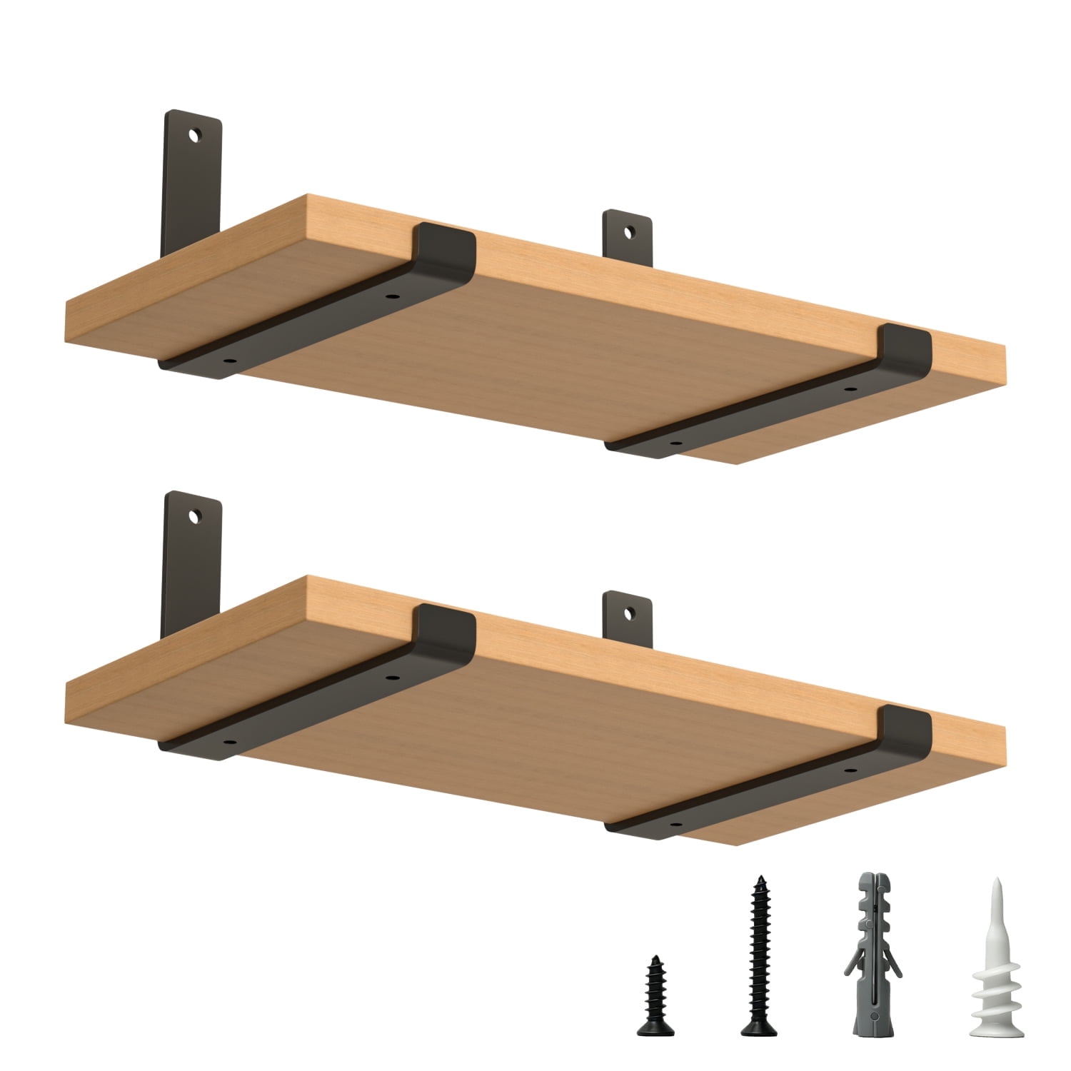 ZDSSY DIY U Shaped Floating Shelf Brackets, Heavy Duty Floating Shelf Hardware, Wall Brackets for Shelving, Mantel, Kitchen, Bathroom, Black, 4-Pack