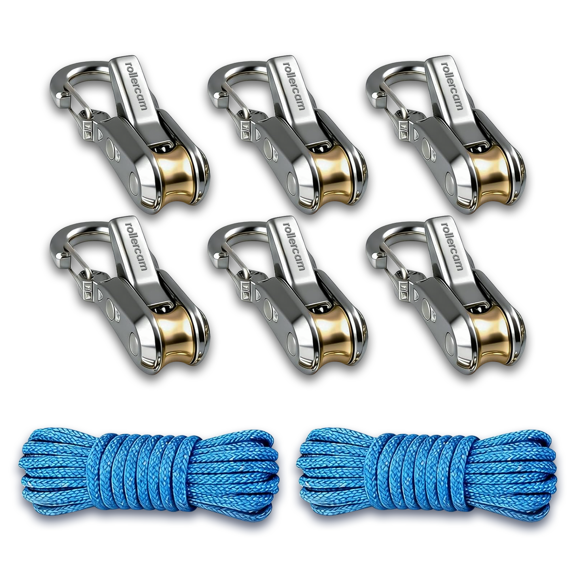 ZDSSY Heavy Duty Tie Down Kit with Roller Tensioner, 2 Ropes & 6-Pack Paracord Adjusters, Rope Tightening Tool & Tensioner, Easy-to-Install Rope Tightening Tool for Camping, Tarps, Guy Lines, Boating