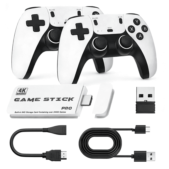 ZDSSY Retro Gaming Stick With Video Game Accessories, 4K HDMI Output, Dual 2.4G Controllers, Plug-and-Play Video Game System for PC, Projector, TV