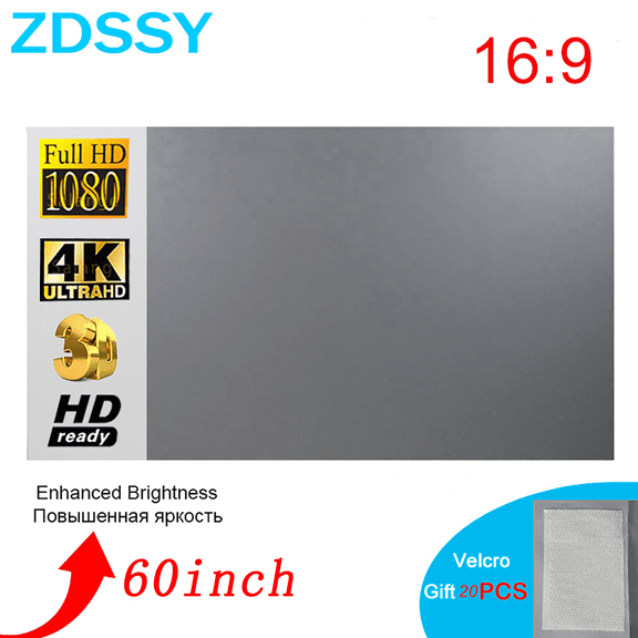 ZDSSY Wall Mount 60" Movie Indoor/Outdoor Foldable Anti-Crease Anti-Light Projector Screen, Polyester Outdoor Movie Screen For Travel Home Theater