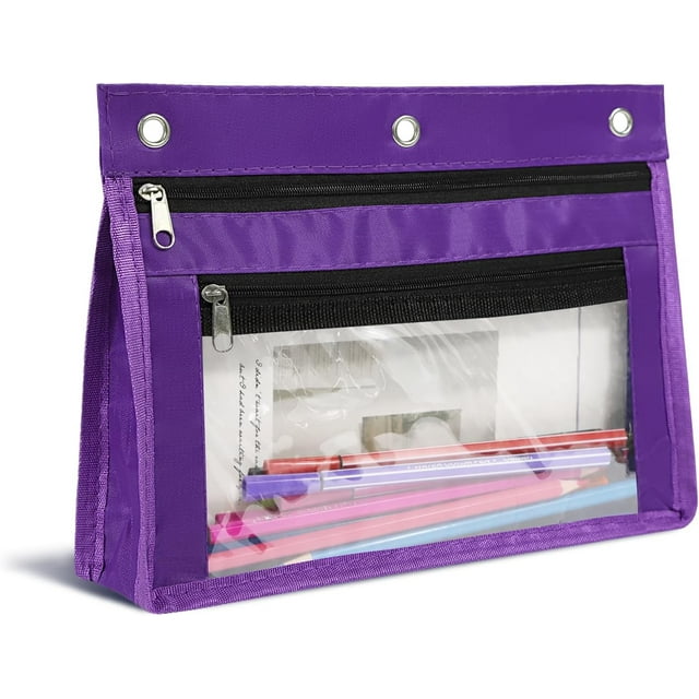 ZDWQFA 10.1" x 7.2" x 1.6" Zipper Binders with Clear Window, Purple