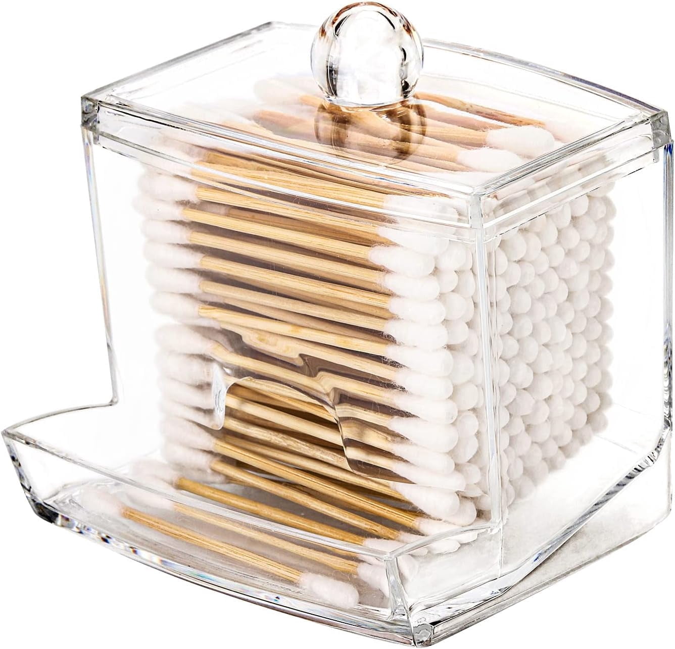 ZDWQFA 10oz Qtip Holder Dispenser Big Clear Bathroom Organizer ...
