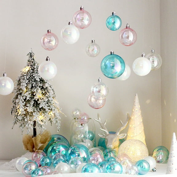 ZDWQFA 12/24/36Pcs 4CM Christmas Ball Ornaments Iridescent Plastic Ball Clear Christmas Ornaments Decorative Xmas Baubles Xmas Delicate Balls Decorations for Tree Outdoor Crafts Holiday Party