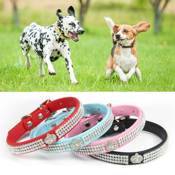 ZDWQFA Bling Dog Collar for Small Medium Large Dogs, Crown Rhinestone Dog Collars for Girl and boy Dog, Diamond Puppy Collars, Adjustable Leather Suede Cat Collar