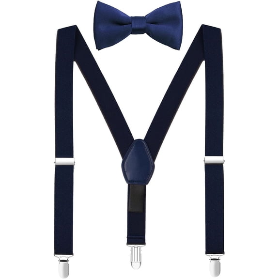 ZDWQFA Boys' Elastic Suspenders and Bow Tie Set Adjustable