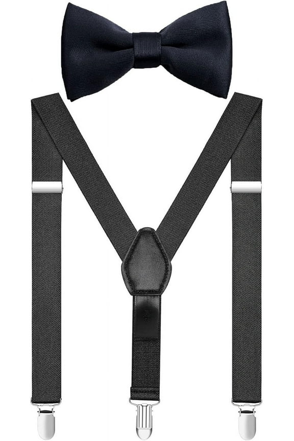 Boys' Elastic Suspenders and Bow Tie Set Adjustable