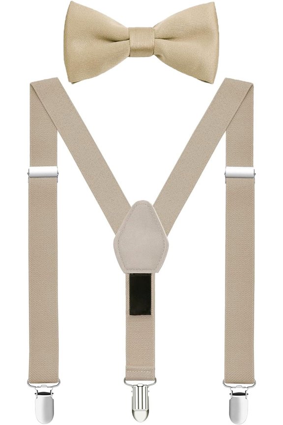 Boys' Elastic Suspenders and Bow Tie Set Adjustable