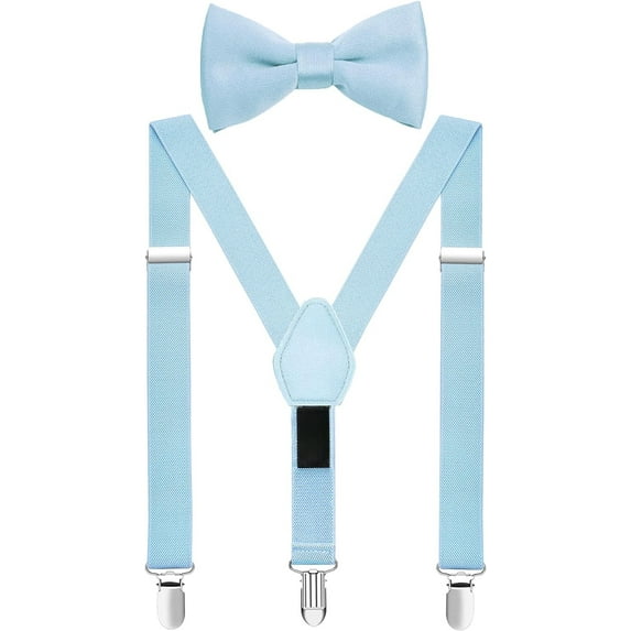 ZDWQFA Boys' Elastic Suspenders and Bow Tie Set Adjustable
