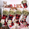 thumbnail image 1 of ZDWQFA Christmas Stockings Large Plaid Holders Elk Snowman Santa Claus Snowflake and Plush Faux Fur Cuff Gift Bag for Family Holiday Xmas Party Decorations, 1 of 7