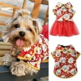 thumbnail image 1 of ZDWQFA Dog Christmas Clothes Pet New Year Clothes Cat Winter Red Skirt for Dogs, 1 of 7