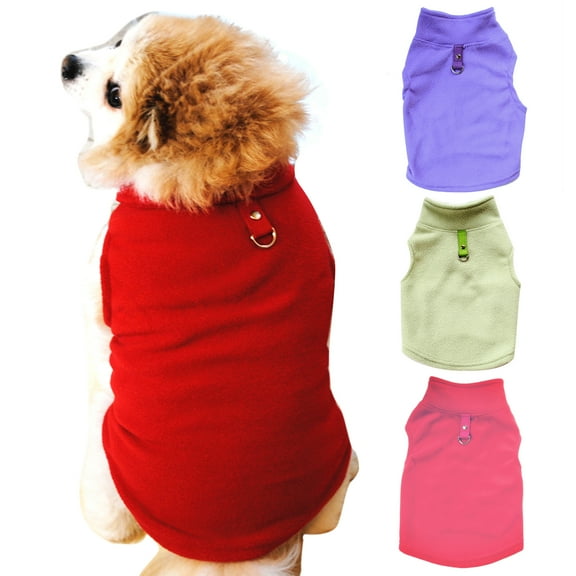 ZDWQFA Dog Fleece Vest, Cozy Soft Winter Coat，Warm Dog Apparel，Cold Weather Small Dog Pullover Fleece Jacket Sweater with Leash Ring