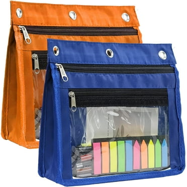 ZDWQFA Expandable Pencil Pouch PVC, Clear, 2-Piece Set