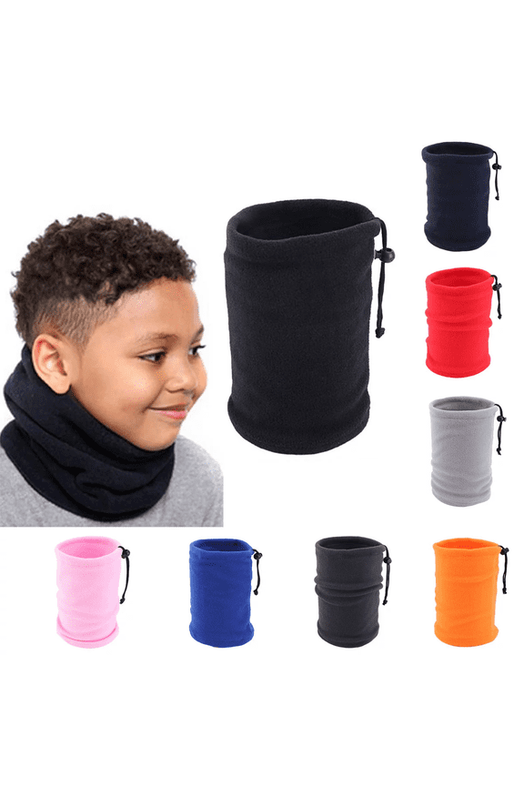 Kids Neck Warmer Winter Fleece Neck Gaiter with Adjustable Rope Cycling Ski Tube Scarf Balaclava Windproof Face Covering for Boys and Girls Winter Sports
