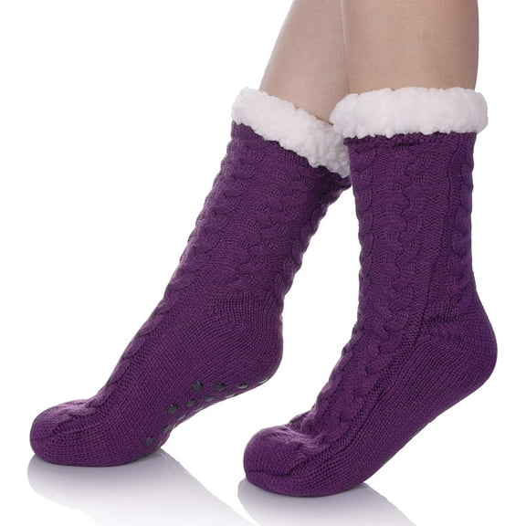 ZDWQFA Women's Winter Super Soft Warm Cozy Fuzzy Fleece-Lined with Grippers Slipper Socks