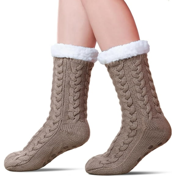 ZDWQFA Women's Winter Super Soft Warm Cozy Fuzzy Fleece-Lined with Grippers Slipper Socks